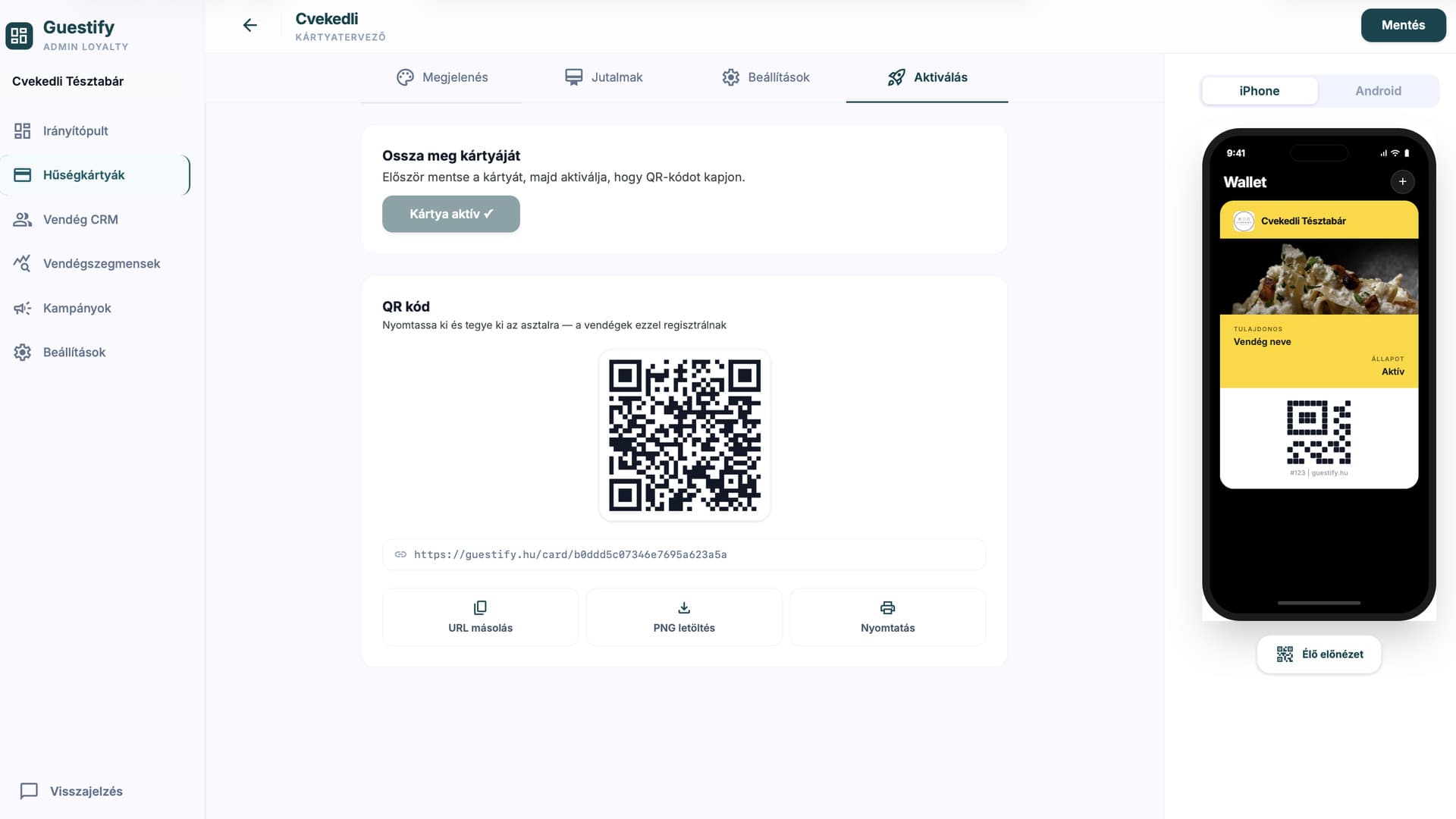 Csatlakozási QR-kód