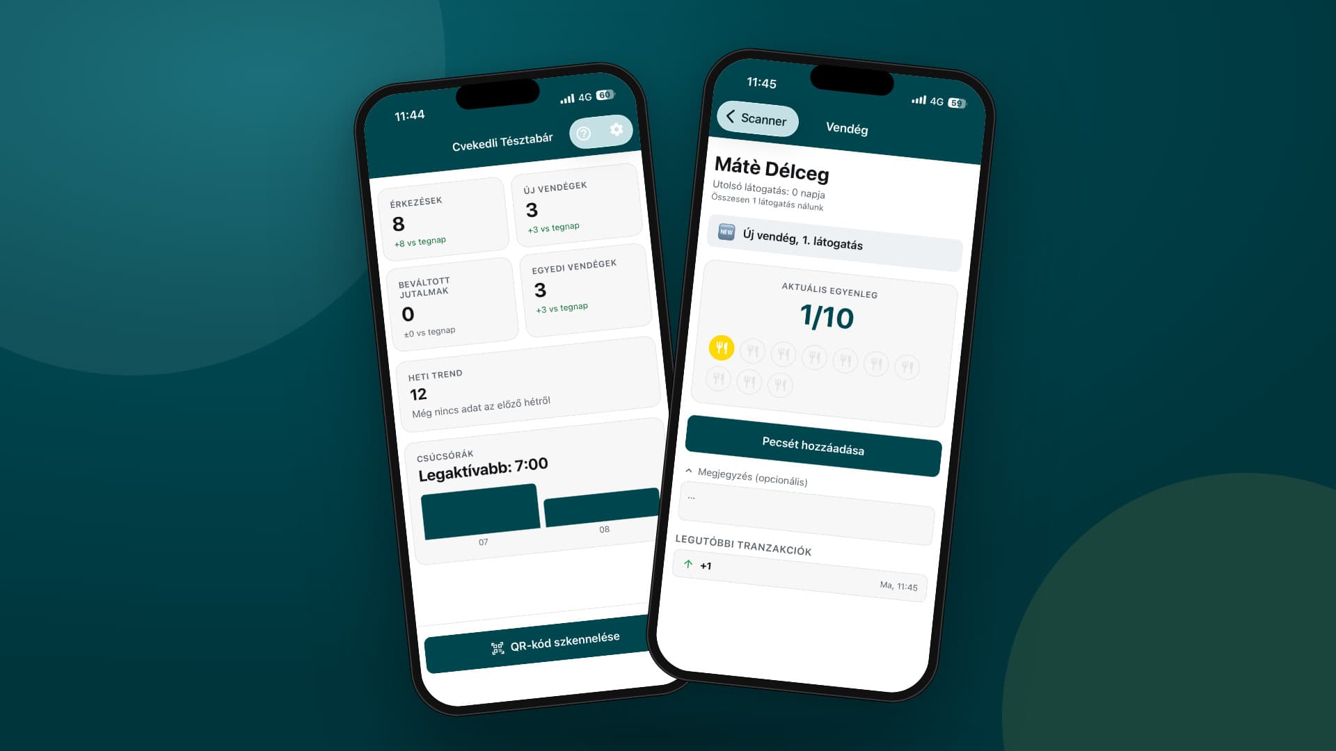 Szkenner-app — csapat nézet